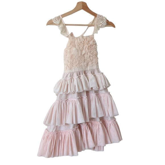 Dollcake Girls Dress Love Potion Ruffle Lace Party Tiered Pink White Size 6 RARE - Picture 2 of 10